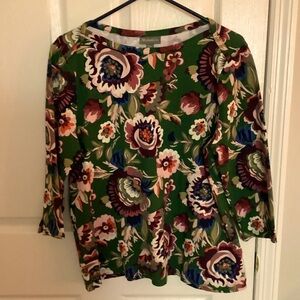 Style & Co. Dark Green Floral Top